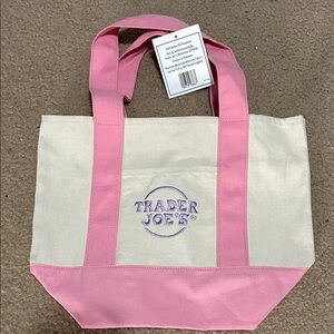 NEW pink & lavendar Trader joes mini tote.